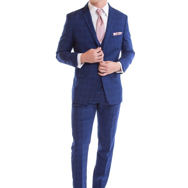 Cobalt Blue Plaid Suit image